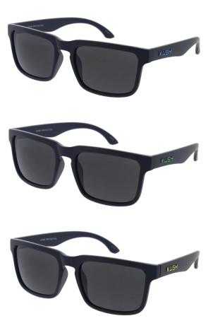 KUSH Neutral Lens Square Horn Rimmed Wholesale Sunglasses