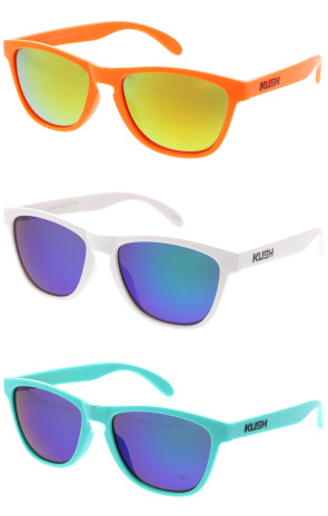 KUSH Pop Mirrored Lens Horn Rimmed Wholesale Sunglasses