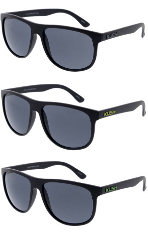 KUSH Matte Black Rounded Horn Rimmed Wholesale Sunglasses 57mm