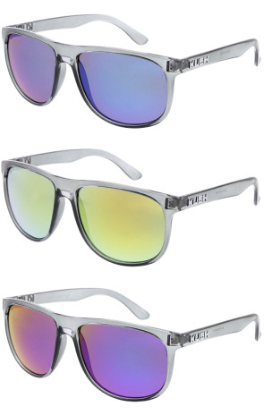 KUSH Smoke Frame Mirrored Lens Horn Rimmed Wholesale Sunglasses 58mm