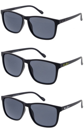 KUSH Large Matte Black Dark Smoke Wholesale Sunglasses 55mm