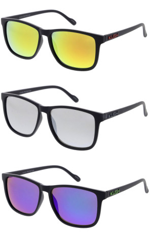 KUSH Lightweight Mirrored Horn Rimmed Wholesale Sunglasses 55mm