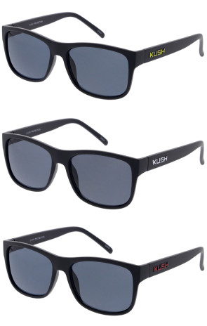 KUSH Matte Black Lightweight Smoke Square Wholesale Sunglasses 54mm