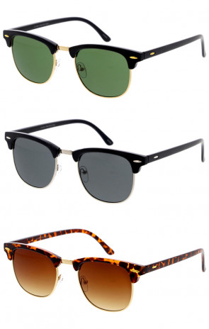 Classic Browline Horn Rimmed Wholesale Sunglasses 49mm