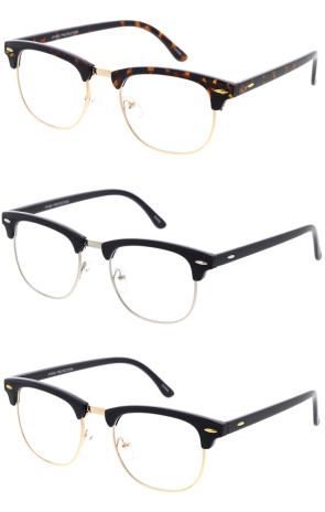 Clear Lens Browline Half Frame Wholesale Sunglasses 48mm