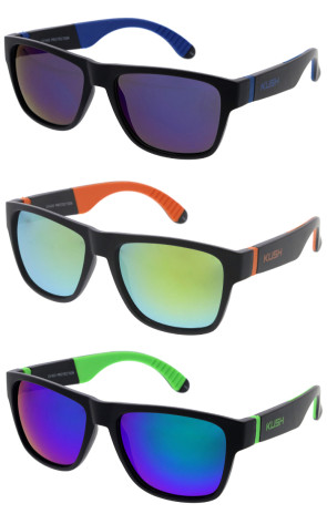 KUSH Mirrored Lens Black Two-Tone Wholesale Sunglasses