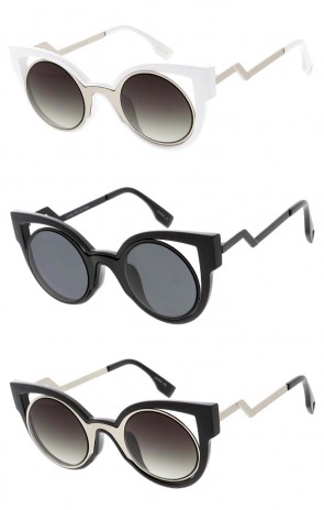 Large Metal Trim Plastic Frame Cat Eye Wholesale Sunglasses