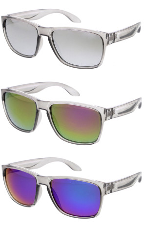 Smokey Translucent Frame Mirrored Square Wholesale Sunglasses 57mm