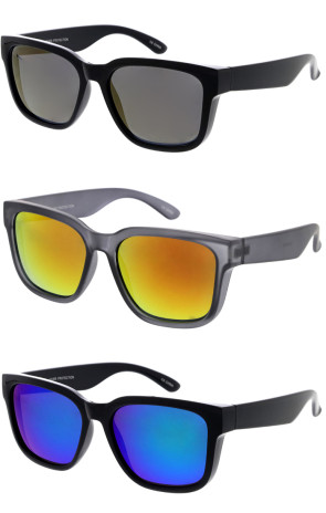 Basic Lifestyle Mirrored Lens Square Wholesale Sunglasses 57mm