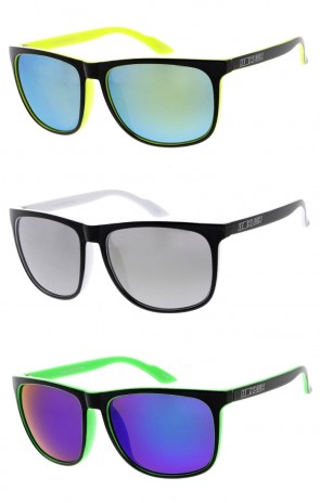 KUSH Two-Tone Lifestyle Mirrored Lens Horn Rimmed Wholesale Sunglasses