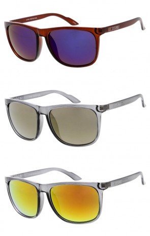 KUSH Mirror Lens High Temple Arms Translucent Plastic Horn Rimmed Wholesale Sunglasses