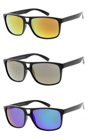 Classic Lifestyle Sporty Keyhole Mirrored Lens Square Wholesale Sunglasses