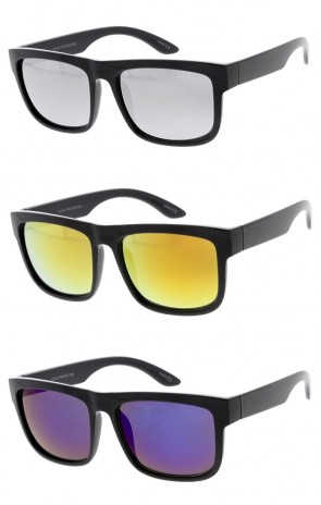 Large Lifestyle Mirrored Lens Horn Rimmed Wholesale Sunglasses