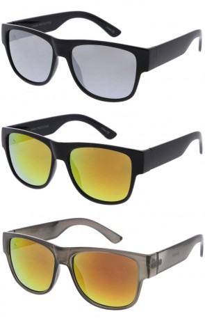 Flash Mirrored Lens Sporty Horned Rimmed Wholesale Sunglasses 56mm