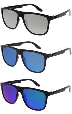 KUSH Large Mirrored Lens Horn Rimmed Wholesale Sunglasses 54mm
