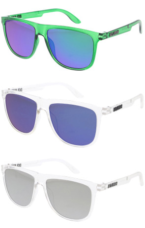 KUSH Translucent Square Horn Rimmed Mirrored Wholesale Sunglasses 55mm