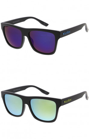 KUSH Black Frame Sports Horn Rimmed Wholesale Sunglasses 59mm