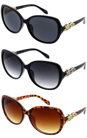 Feline Temple Accented Luxury Fashion Wholesale Sunglasses 60mm