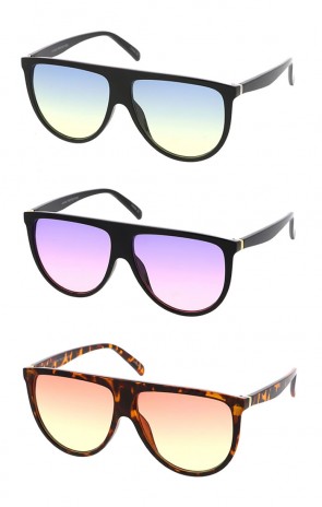 Oversize Flat Top Gradient Teardrop Flat Lens Aviator Wholesale Sunglasses