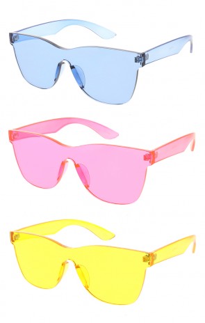 Retro Modern Mono Futuristic Pantone Lens Square Wholesale Sunglasses