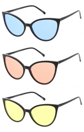 Retro Thin Frame Cat Eye Color Lens Wholesale Sunglasses