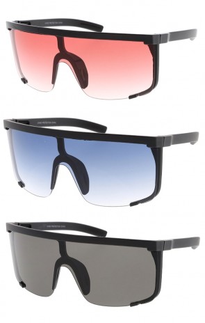 Oversized Fashion Half Shield Mirror Lens Womens Wholesale Sunglasses