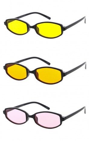 Small Oval Retro Style Color Lens Womens Wholesale Sunglasses