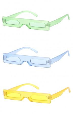 Women's Plastic Small Futuristic Rectangular Color Frame Wholesale Sunglasses