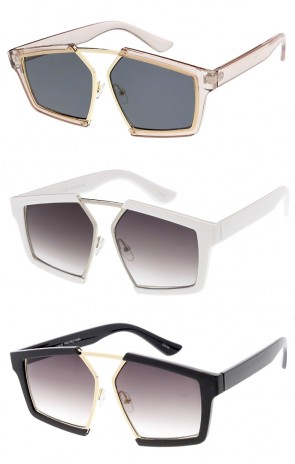 Oversize Horn Rimmed Square Neutral Colored Lens Wholesale Sunglasses