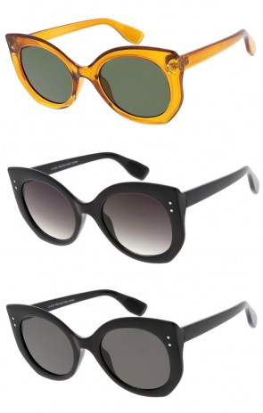 Women's Oversize Chunky Cat Eye Round Neutral Colored Lens Wholesale Sunglasses