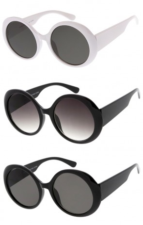 Women's Wide Arms Oversize Round Neutral Colored Lens Wholesale Sunglasses