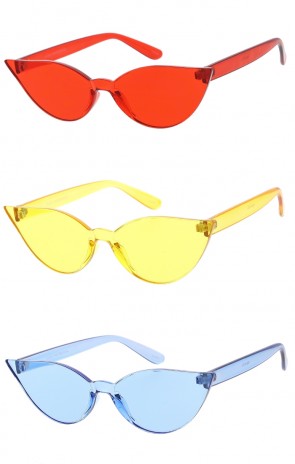 Women's Small Cat Eye Plastic Frame Full Color Wholesale Sunglasses