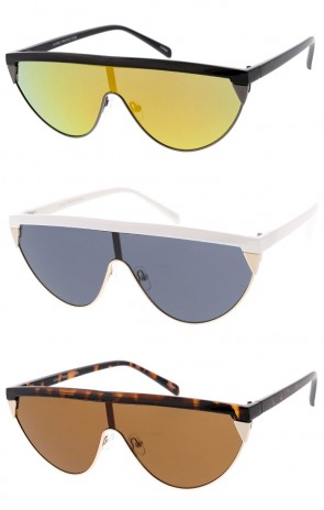 Flat Top Futuristic Fashion Wholesale Sunglasses Shield 