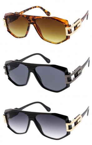 Retro Style Fashion Plastic Wholesale Sunglasses w/ Metal Accent
