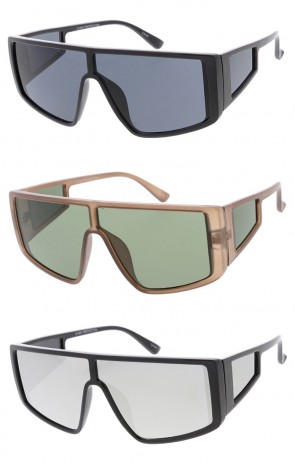 Flat Top Futuristic Temple Lens Wholesale Sunglasses