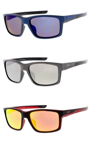 KUSH Active Sportswear Two-Tone Plastic Mirrored Wholesale Sunglasses