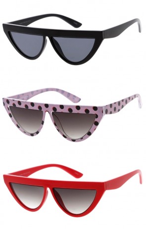Women's Bold Modern Half Moon Plastic Frame Flat Top Wholesale Sunglasses