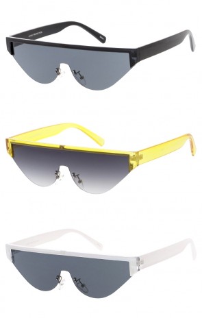Semi Rimless Nose Bridge Accent Flat Top Cat Eye Wholesale Sunglasses