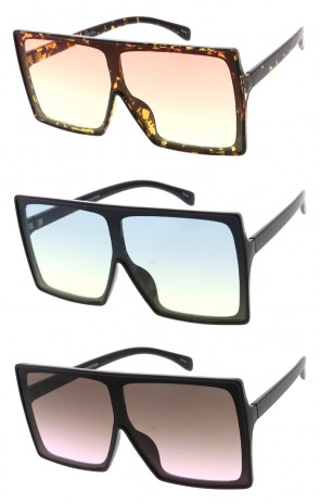 Bold Fashion Color Tinted Lens Flat Top Square Wholesale Sunglasses