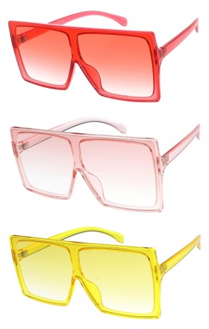 Bold Fashion Translucent Frame Flat Top Square Wholesale Sunglasses (Back in Stock)