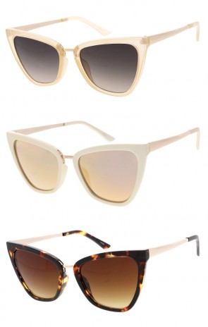 High Fashion Two-Tone Plastic Frame Cat Eye Wholesale Sunglasses