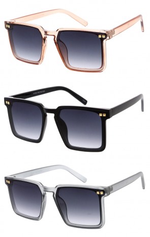 Chic Rivet Temple Accent Plastic Frame Square Wholesale Sunglasses