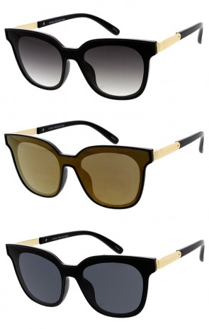 Chic Oversize Two-Tone Monolens Shield Wholesale Sunglasses 65mm