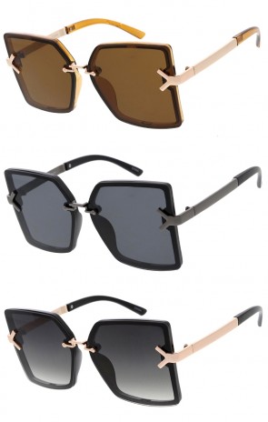 Rimless Front Detail Square Oversize Luxury Fashion Wholesale Sunglasses 60mm