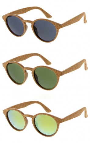 Cork Pattern Material Plastic Frame Retro Horn Rimmed Wholesale Sunglasses
