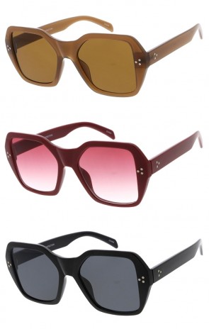 Classy Metal Rivets Detail Square Horn Rimmed Wholesale Sunglasses 53mm