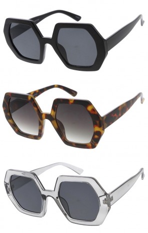 Retro Chunky Fashion Forward Hexagonal Oversize Geometric Wholesale Sunglasses 52mm