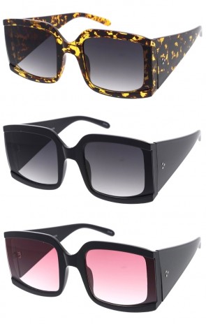 Glam Square Semi-Rimless Chunky Arm Oversize Wholesale Sunglasses
