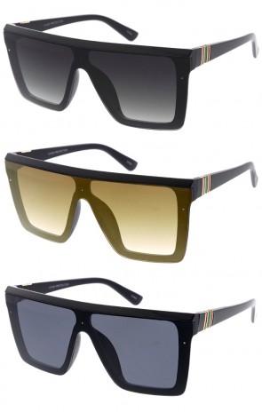 Large Oversize Flat Top Square Shield Wholesale Sunglasses 74mm