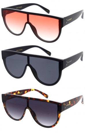 VIVANT Neutral Flat Top Shield Wholesale Sunglasses 70mm